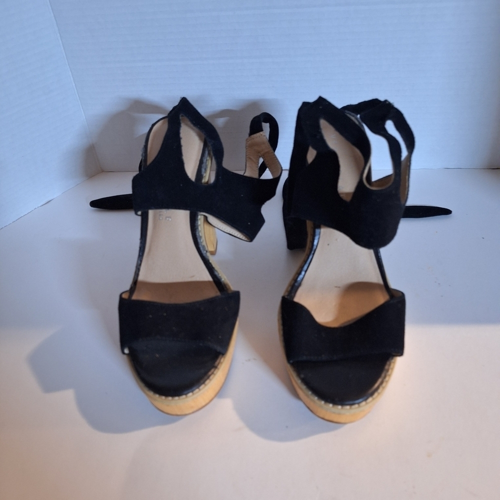 Very Volatile Black and Tan Heeled Sandals